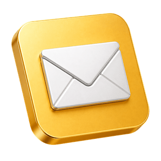 Icona 3D di una busta email come elemento decorativo nella pagina online di contatto