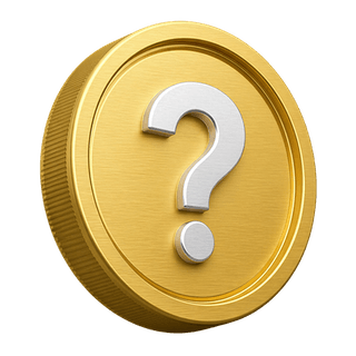 Elemento decorativo nella pagina FAQ raffigurante una moneta d’oro 3D con punto interrogativo